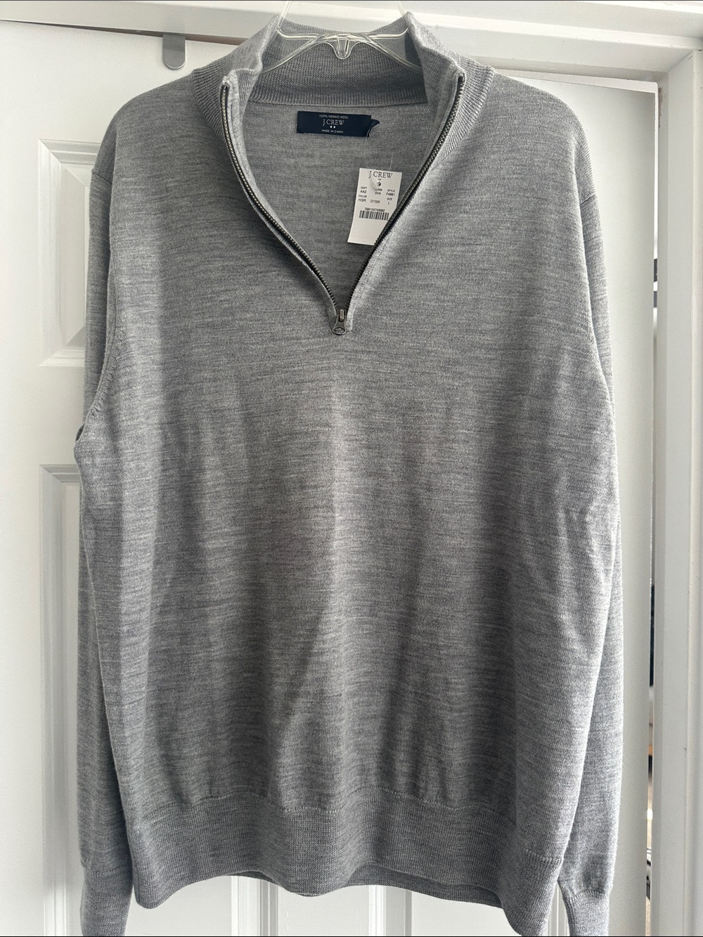 J. Crew Men's Light Gray Half-Zip Sweater